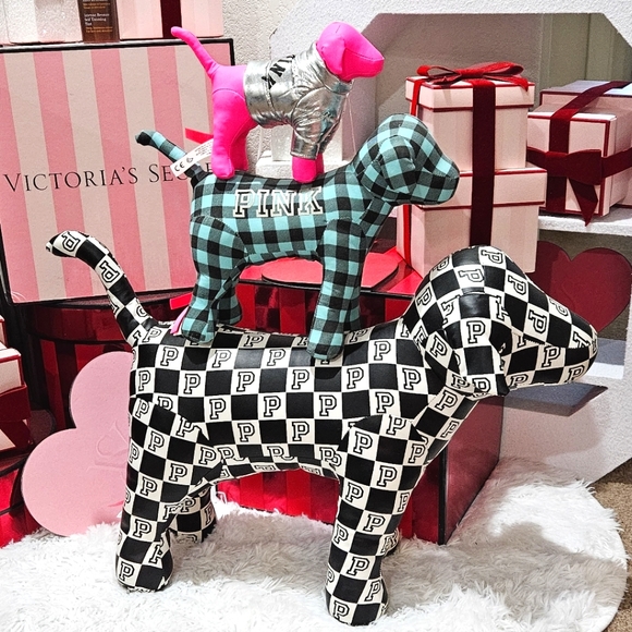 3pc Victorias Secret VS PINK Dog Bundle Giant Checkered Fashion Show Large Mini - Picture 5 of 6